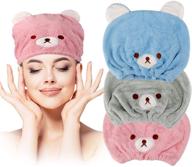 💧 lamoutor soft & absorbent hair towel set for girls - 3pcs kids dry hair cap, hair towel wrap, & head towel wrap logo