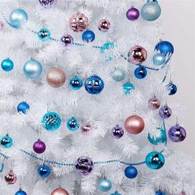 img 2 attached to 🎄 Lulu Home 34 Ct Christmas Ball Ornaments: Blue 2.36" Xmas Holiday Hanging Decorations