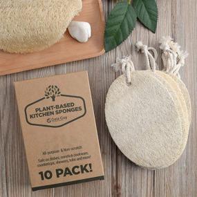 img 2 attached to 🌱 Gaia Guy Natural Dish Sponge (10 Pack), Loofah Kitchen Scrubber Scouring Pad, Plastic-Free Plant-Based Dishwashing Scrubber, Biodegradable & Zero Waste