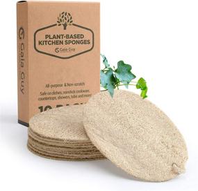 img 4 attached to 🌱 Gaia Guy Natural Dish Sponge (10 Pack), Loofah Kitchen Scrubber Scouring Pad, Plastic-Free Plant-Based Dishwashing Scrubber, Biodegradable & Zero Waste