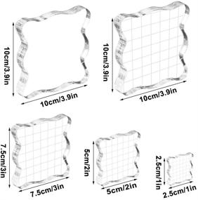 img 3 attached to 🔲 5 Piece Acrylic Stamp Block Set with Grids and Grips for Scrapbooking Crafts Card Making - Clear Stamping Blocks Tools in 4 Convenient Sizes!