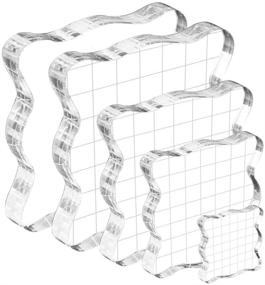 img 4 attached to 🔲 5 Piece Acrylic Stamp Block Set with Grids and Grips for Scrapbooking Crafts Card Making - Clear Stamping Blocks Tools in 4 Convenient Sizes!