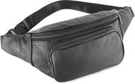 👜 stylish black leather fanny pack with adjustable strap for women or men - ideal for running, traveling, cycling, and everyday use logo