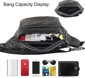 img 2 attached to 👜 Stylish Black Leather Fanny Pack with Adjustable Strap for Women or Men - Ideal for Running, Traveling, Cycling, and Everyday Use