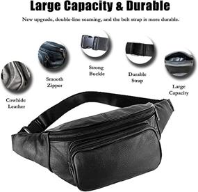 img 3 attached to 👜 Stylish Black Leather Fanny Pack with Adjustable Strap for Women or Men - Ideal for Running, Traveling, Cycling, and Everyday Use