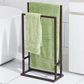 img 4 attached to 🧺 DECLUTTR 2-Tier Freestanding Towel Rack Stand: Stylish and Functional Stainless Steel Towel Bar Holder in Oil Rubbed Bronze for Bathrooms