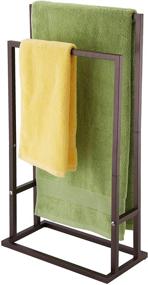 img 2 attached to 🧺 DECLUTTR 2-Tier Freestanding Towel Rack Stand: Stylish and Functional Stainless Steel Towel Bar Holder in Oil Rubbed Bronze for Bathrooms