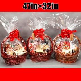 img 4 attached to 🎁 Pack of 20 Clear Cellophane Wrap Bags for Baskets and Gifts - 47 by 32 Inches