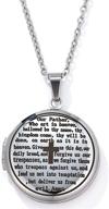 📿 religious bible locket for pictures with engraved english prayer - lords prayer cross necklace logo