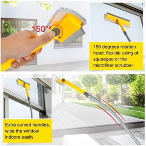 img 1 attached to 🪟 Ultimate 2 in 1 Window Squeegee & Microfiber Scrubber: 67" Cleaning Kit with Extension Pole for Car, Indoor & Outdoor High Windows