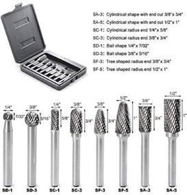 img 3 attached to YUFUTOL Carbide Burr Set – 1/4&#39;&#39;(6.35mm) Shank, 8pcs Dual-Cut Solid Carbide Rotary Burr Set for Die Grinder Drill, Metal Wood Carving, Engraving, Polishing, and Drilling