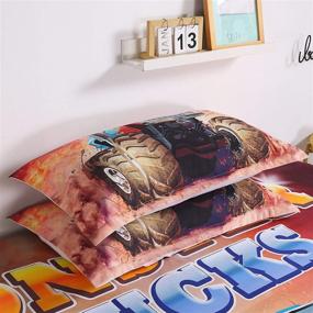 img 1 attached to 🚛 Suncloris 3D Monster Truck Bedding Set – Off Road Mud Fighting Crazy Monster Truck Duvet Cover and Pillowcase Set (Twin Size, Comforter Not Included)