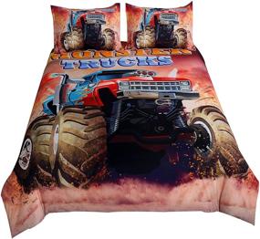 img 4 attached to 🚛 Suncloris 3D Monster Truck Bedding Set – Off Road Mud Fighting Crazy Monster Truck Duvet Cover and Pillowcase Set (Twin Size, Comforter Not Included)