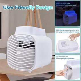 img 1 attached to 🌬️ Portable Air Conditioner Fan, Zttopo Personal Rechargeable Evaporative Air Cooler with Two Crystal Ice Box, Blue Night Light, 3 Speeds Desk Fan Mini Cooler for Small Room Bedroom Home Office