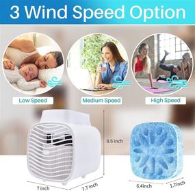 img 2 attached to 🌬️ Portable Air Conditioner Fan, Zttopo Personal Rechargeable Evaporative Air Cooler with Two Crystal Ice Box, Blue Night Light, 3 Speeds Desk Fan Mini Cooler for Small Room Bedroom Home Office