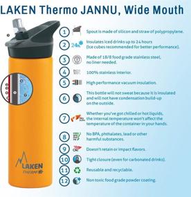 img 2 attached to 🧃 Laken Thermo Kids Vacuum Insulated Stainless Steel Leak-Free Sports Water Bottle with Jannu Straw Cap, 12 oz - Enhanced SEO