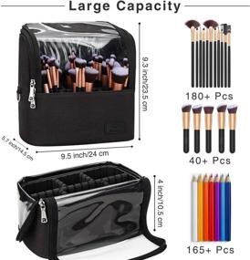 img 2 attached to 💼 Large Black Makeup Brush Case: Professional Brush Storage Organizer with Adjustable Dividers & Shoulder Strap - Cosmetic Bag for Makeup Artists