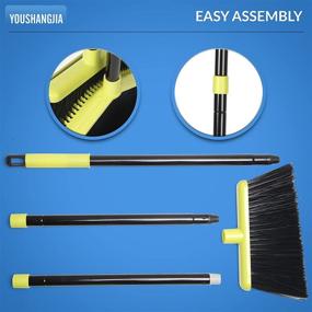 img 1 attached to 🧹 Home Broom and Dustpan Set, Indoor Upright Long Handle Broom and Dustpan for Kitchen, Office, Lobby, Commercial Floors - Powerful Cleaning for Dirt, Debris, Leaves, Pet Dog Hair