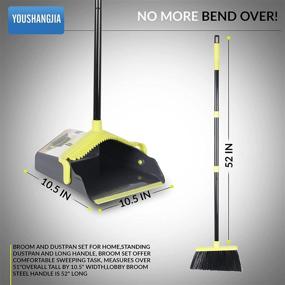 img 3 attached to 🧹 Home Broom and Dustpan Set, Indoor Upright Long Handle Broom and Dustpan for Kitchen, Office, Lobby, Commercial Floors - Powerful Cleaning for Dirt, Debris, Leaves, Pet Dog Hair