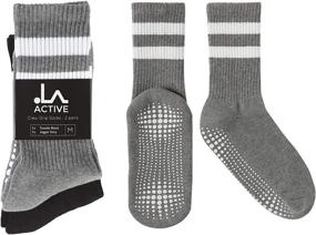 img 2 attached to LA Active Cozy Non Slip Grip Socks - Warm Crew Socks for Indoor Home, Yoga, Hospital - Men's & Women's