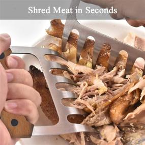 img 1 attached to 🔪 CDBOVID Stainless Steel Meat Shredder Claws - Bear Claws for Pulled Pork, BBQ Shredding Forks - Corrosion-Resistant, High-Temperature Bear Claws with Wooden Handles (2 Pcs)