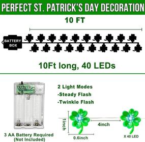 img 3 attached to Illuminate Your St. Patrick's Day Celebrations with TURNMEON Shamrocks Lights: 10 Ft 40 LED Battery Operated Copper Wire Fairy Lights for Indoor/Outdoor Decorations