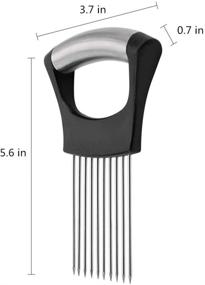 img 3 attached to Top-rated kitchen gadget: Utensils Onion Holder Slicer - Vegetable Tools for Precise Slicing, Tomato and Lemon Cutter – Stainless Steel Cutting Guide with Onion Peeler and Storage