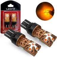 🔆 лампы lasfit 7443 7440 992 t20 led: сверхяркие высокомощные лампы для указателей поворота и боковых маркеров - янтарно-желтые (комплект из 2 шт.) + резистор включен логотип