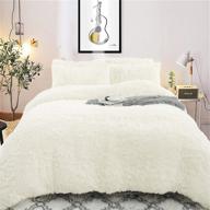 🛏️ noahas shaggy duvet cover set - soft & fluffy comforter bed sets, 4-piece furry velvet bedding set with 2 pillowcases, 1 duvet cover & 1 mattress pad cover, queen size, cream - ultimate comfort! logo