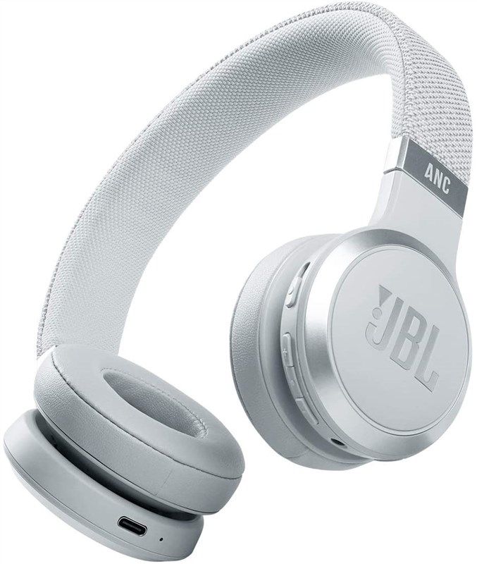 JBL Live 460NC - Wireless On-Ear Noise Cancelling Headphones With Long Battery Life And Voice Assistant Control - White logo