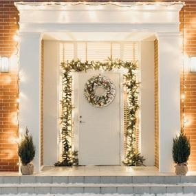 img 1 attached to 🎄 Enhance Your Holiday Décor with a 24 Inch 2 FT Prelit Snowy Christmas Wreath - DECSPAS Flocked Wreaths: 30 LED Lights, Red Berries, Pine Cones - Perfect for Your Front Door, Outdoor or Indoor Wall - Includes Timer!