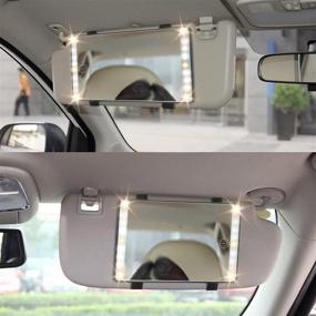 img 1 attached to 🚘 Car Visor Mirror with LED Lights & Built-in Lithium Battery - Sun-Shading Cosmetic Mirror for Car Truck SUV Rear View Mirror (Black-3)