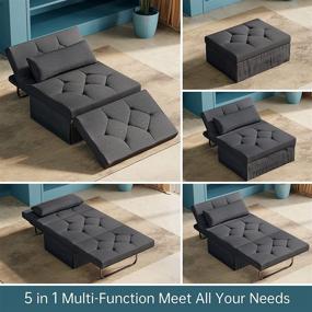 img 1 attached to 🪑 Serweet Sofa Bed: Transformable 5 in 1 Ottoman for Living Room, Office, and Apartment - Adjustable Folding Chair, Bed, Lounger - Sturdy Metal Frame, Dark Gray Linen Fabric