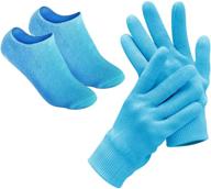 🧤 pinkiou moisturizing gloves socks set - gel spa for softening, repairing dry hands & feet, cracked skin care - blue with silicone inside logo