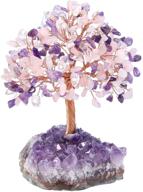 🔮 jovivi natural amethyst + clear quartz + rose quartz healing crystal money tree on geode druzy base: feng shui crystals for home & office decor, wealth, and good luck логотип