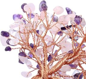 img 1 attached to 🔮 Jovivi Natural Amethyst + Clear Quartz + Rose Quartz Healing Crystal Money Tree on Geode Druzy Base: Feng Shui Crystals for Home & Office Decor, Wealth, and Good Luck