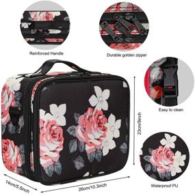 img 2 attached to Relavel Makeup Train Case with 2 Layers, Heightened Design, Adjustable 💄 Dividers, and Shoulder Strap - Portable Cosmetic Storage Organizer with Peony Pattern