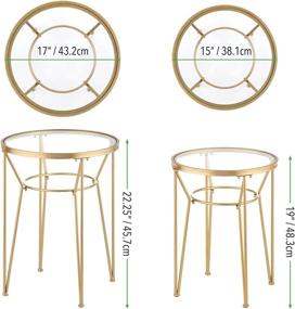 img 1 attached to 🌼 mDesign Round Metal & Glass In-Lay Accent Table with Hairpin Legs - Side/End Table - Decorative Legs, Glass Top - 2 Pack - Soft Brass/Clear
