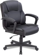 🪑 ptoulemy pt-nb21511: ergonomic executive desk chair with spring cushion, pu leather, 360 swivel, mid back support - black logo