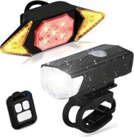 🚲 bike light set usb rechargeable: front and rear bicycle lights with turn signals, wireless remote control, and rechargeable safety warning cycling light logo