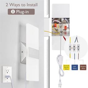 img 3 attached to 🔌 Set of 2 Modern LED Wall Sconces by JACKYLED - 6FT Plug in Cord, Acrylic Wall Lamp with ON/Off Switch - Ideal for Living Room, Bedroom, Hallway Decor - 12W 3000K Warm White