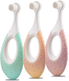 img 4 attached to 👶 Baby and Toddler Toothbrush Set (Ages 0-2) - Gentle 10,000 Bristles for Baby Gum Care - Dentist Recommended (3 Pack)