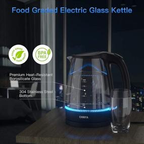img 3 attached to 🔌 Cordless Electric Kettle - 1.7L CHINYA Tea Kettle, Fast Boiling BPA-Free Borosilicate Glass, Auto Shut-Off & Boil Dry Protection, LED Light, Ideal for Coffee, Tea, and Beverages