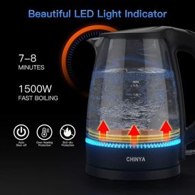 img 2 attached to 🔌 Cordless Electric Kettle - 1.7L CHINYA Tea Kettle, Fast Boiling BPA-Free Borosilicate Glass, Auto Shut-Off & Boil Dry Protection, LED Light, Ideal for Coffee, Tea, and Beverages