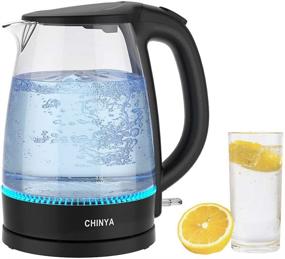 img 4 attached to 🔌 Cordless Electric Kettle - 1.7L CHINYA Tea Kettle, Fast Boiling BPA-Free Borosilicate Glass, Auto Shut-Off & Boil Dry Protection, LED Light, Ideal for Coffee, Tea, and Beverages