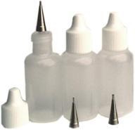 set of three jacquard squeeze bottles & tips - 1/2oz, clear & white logo