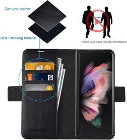 img 2 attached to RFID Blocking Genuine Leather Wallet Case for Samsung Galaxy Z Fold 3 5G - KEZiHOME Flip Phone Cover with Card Slot and Magnetic Closure, Compatible with Galaxy Z Fold 3 (2021) in Black/Brown