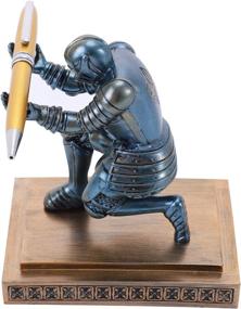 img 2 attached to Knight Pen Holder Desk Ornament: Stylish Desk Organizer for Men with Cool Blue Pen