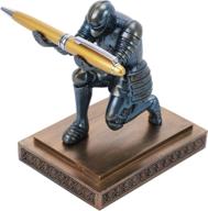 knight pen holder desk ornament: stylish desk organizer for men with cool blue pen логотип