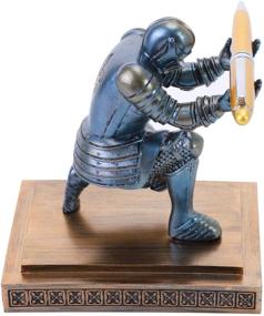 img 1 attached to Knight Pen Holder Desk Ornament: Stylish Desk Organizer for Men with Cool Blue Pen